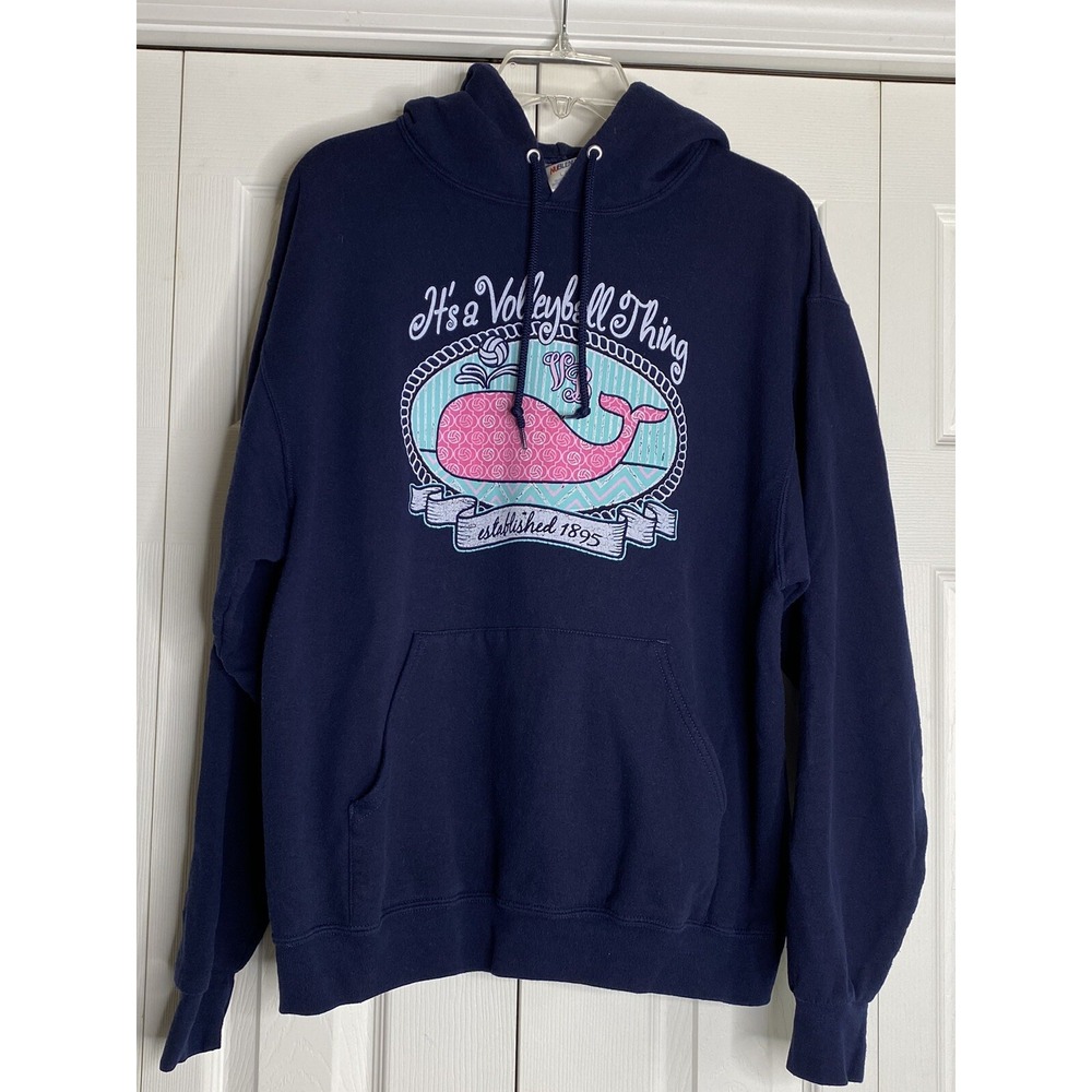 Jerzees Nublend Sweatshirt It's a Volleyball Thing Graphic Whale Hoodie Fleece L